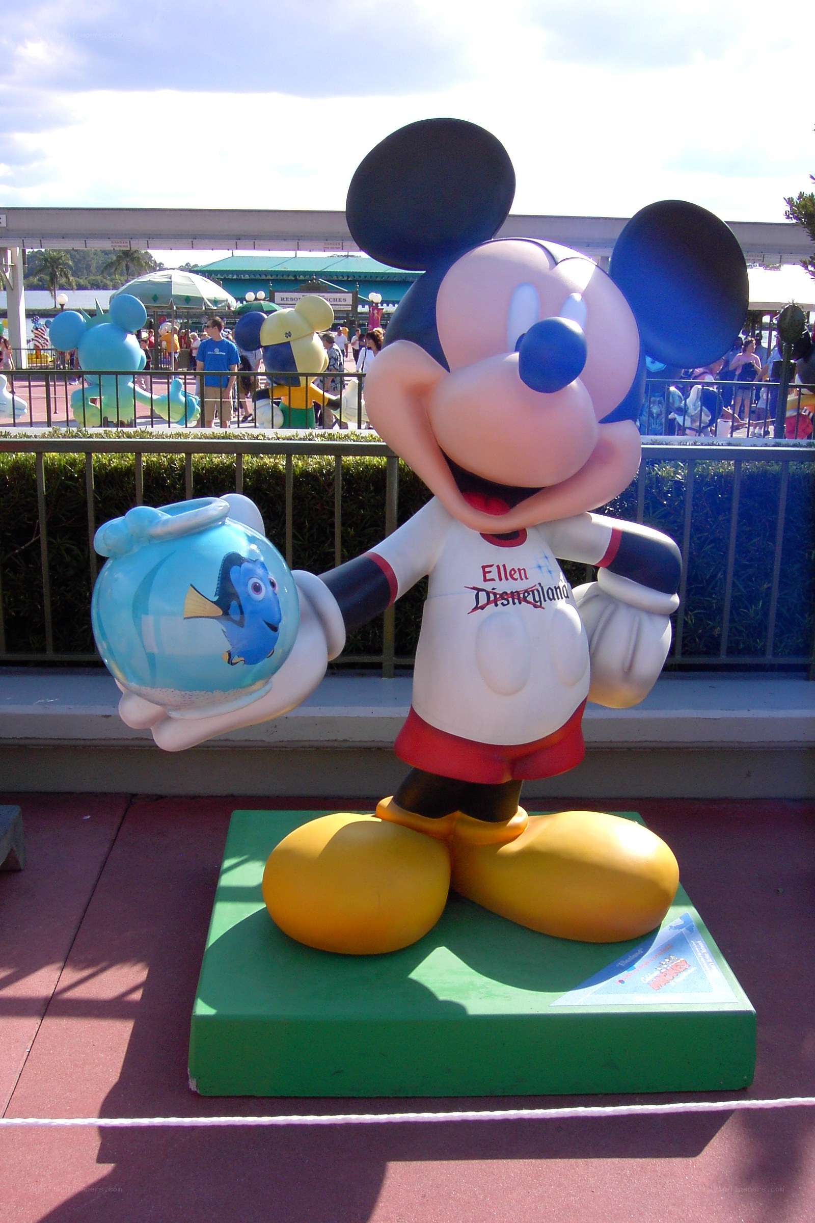Mickey Mouse statue with Dory