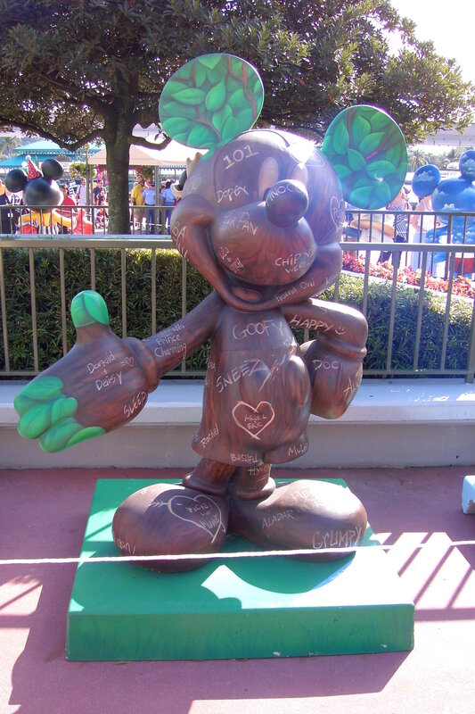Mickey Mouse statue with signatures