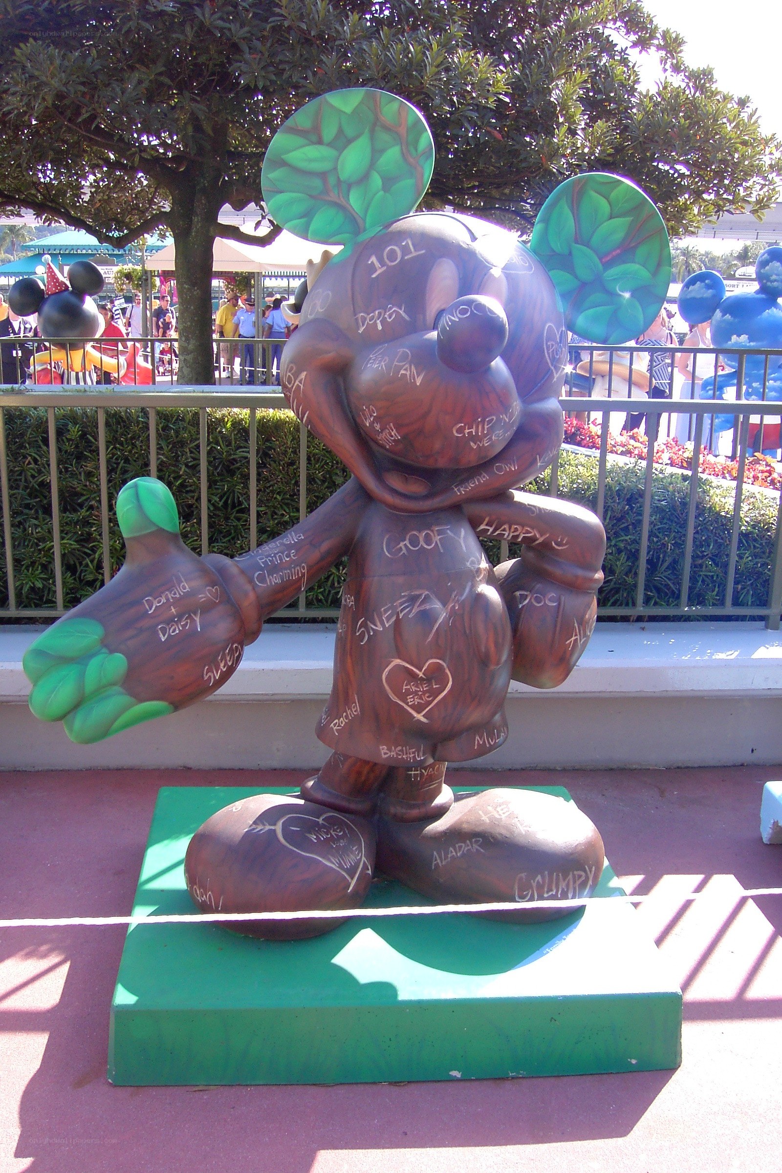 Mickey Mouse statue with signatures