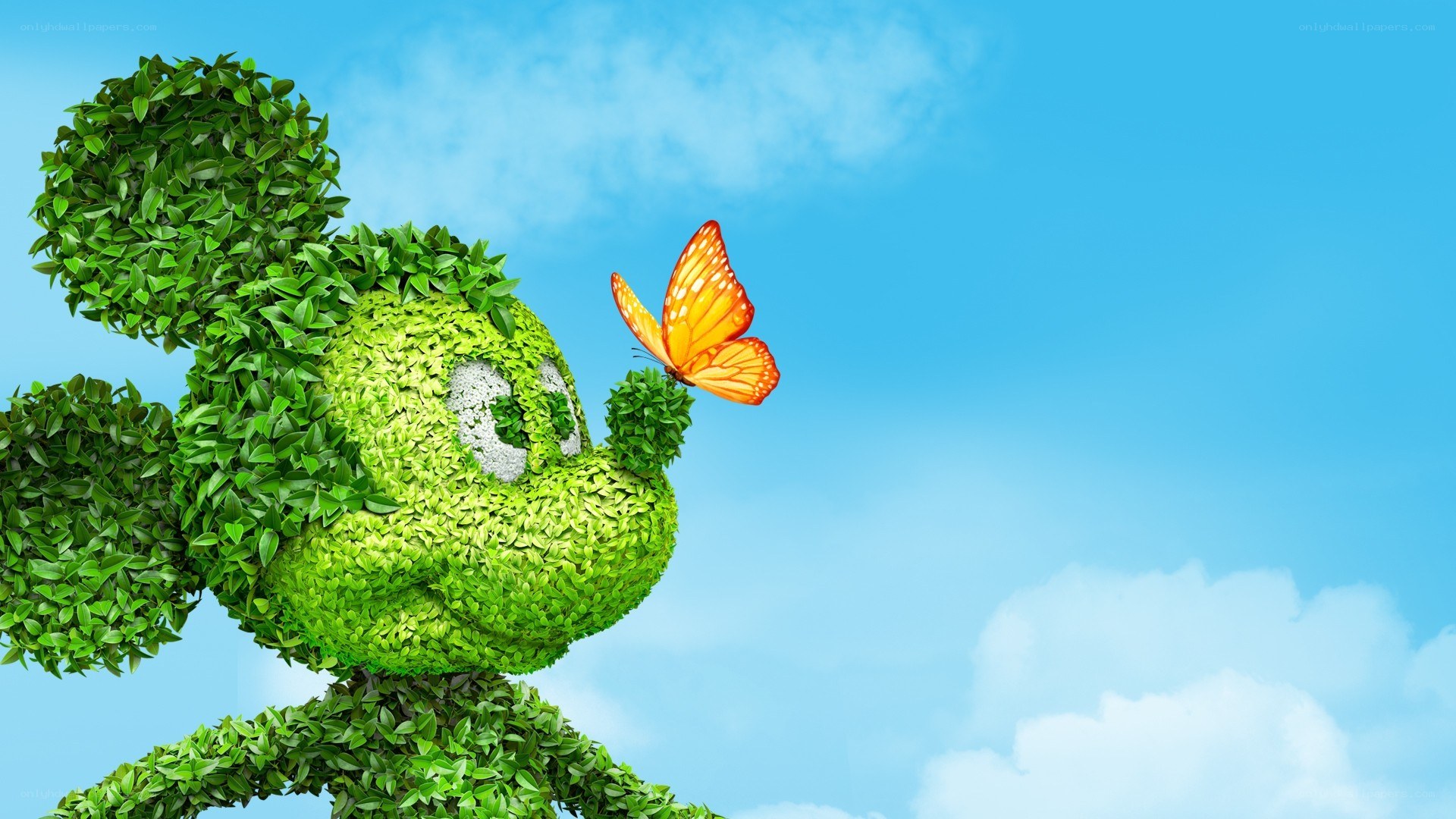 Mickey Mouse topiary with butterfly