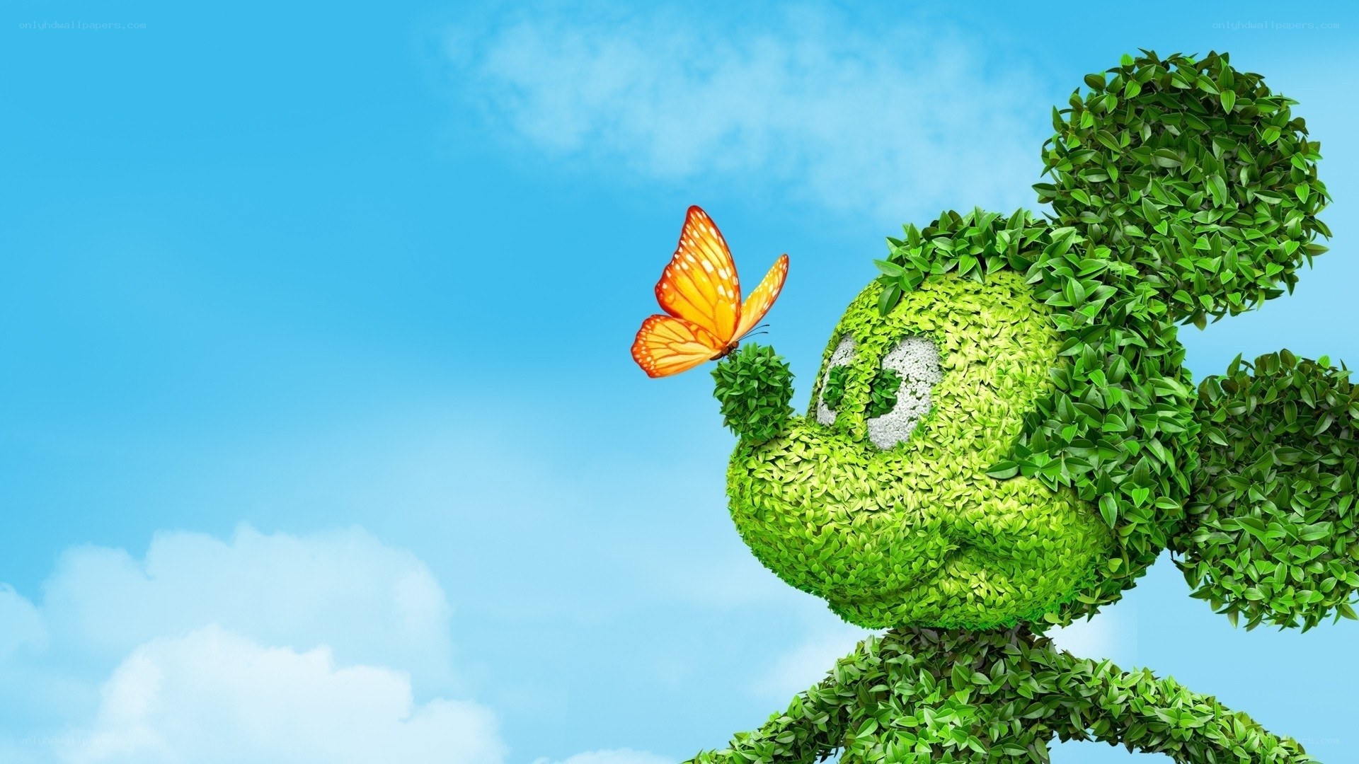 Mickey Mouse topiary with butterfly