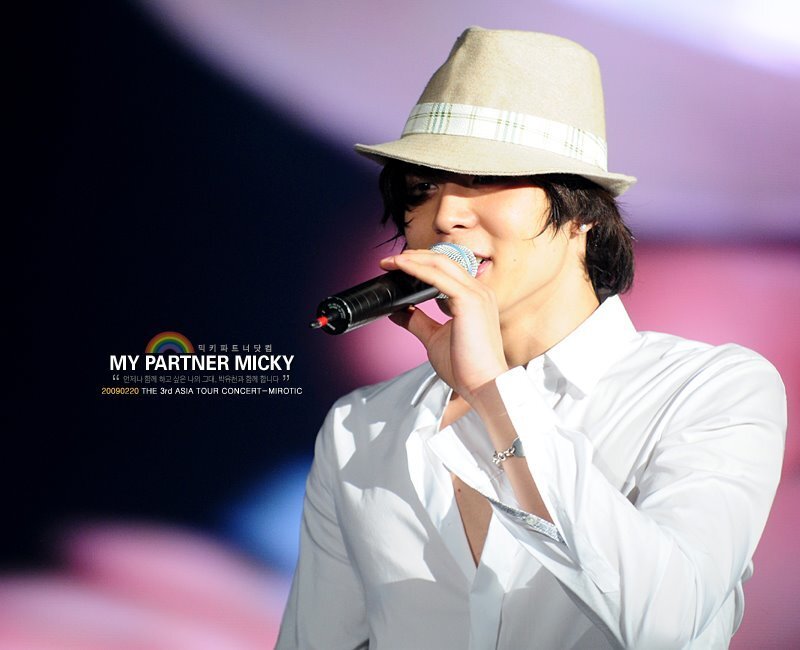 Micky performing on stage