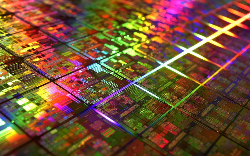Microchip Wafer — Green, Technological, Photograph