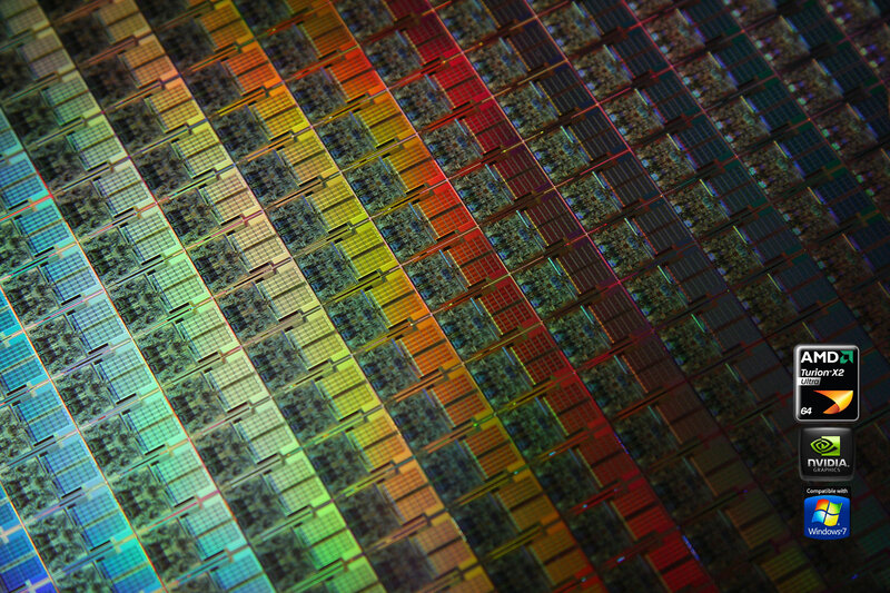 Microchip wafer with logos