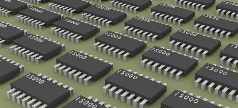 Microchips on Circuit Board