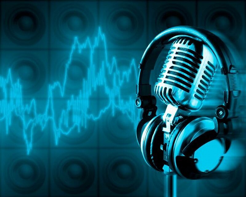 Microphone and Headphones — Blue