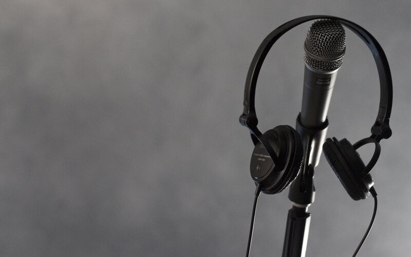 microphone and headphones setup