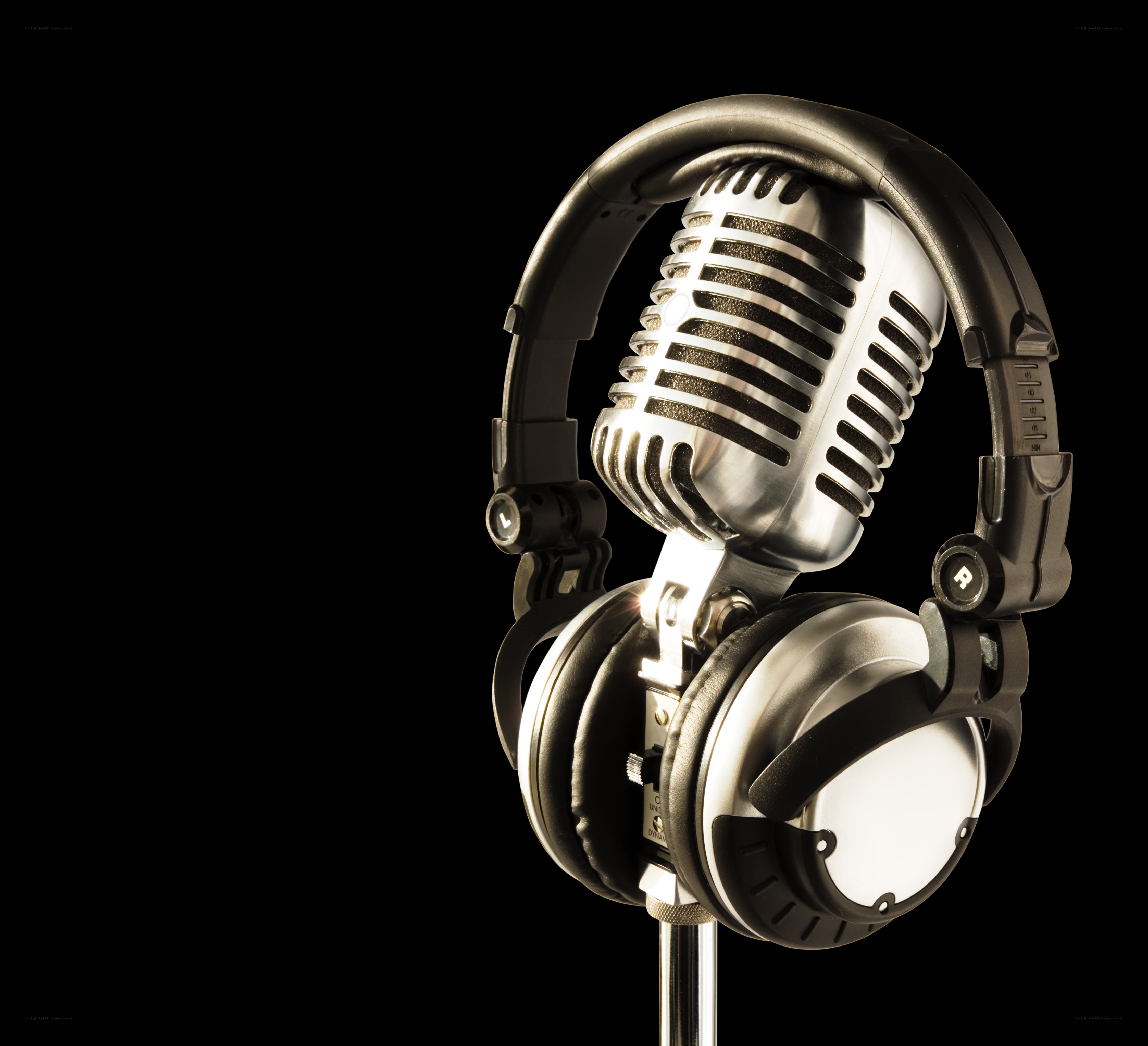 microphone and headphones setup