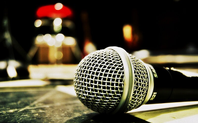 Microphone on a stage