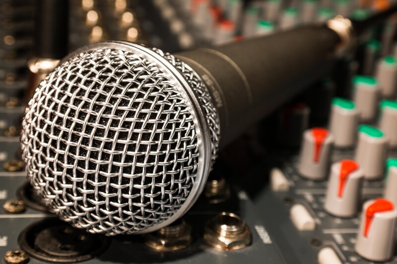 Microphone on audio mixer