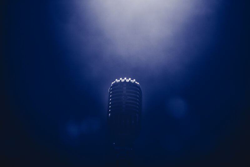 microphone on dark stage