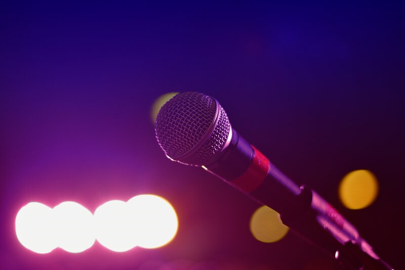 Microphone on stage with lights