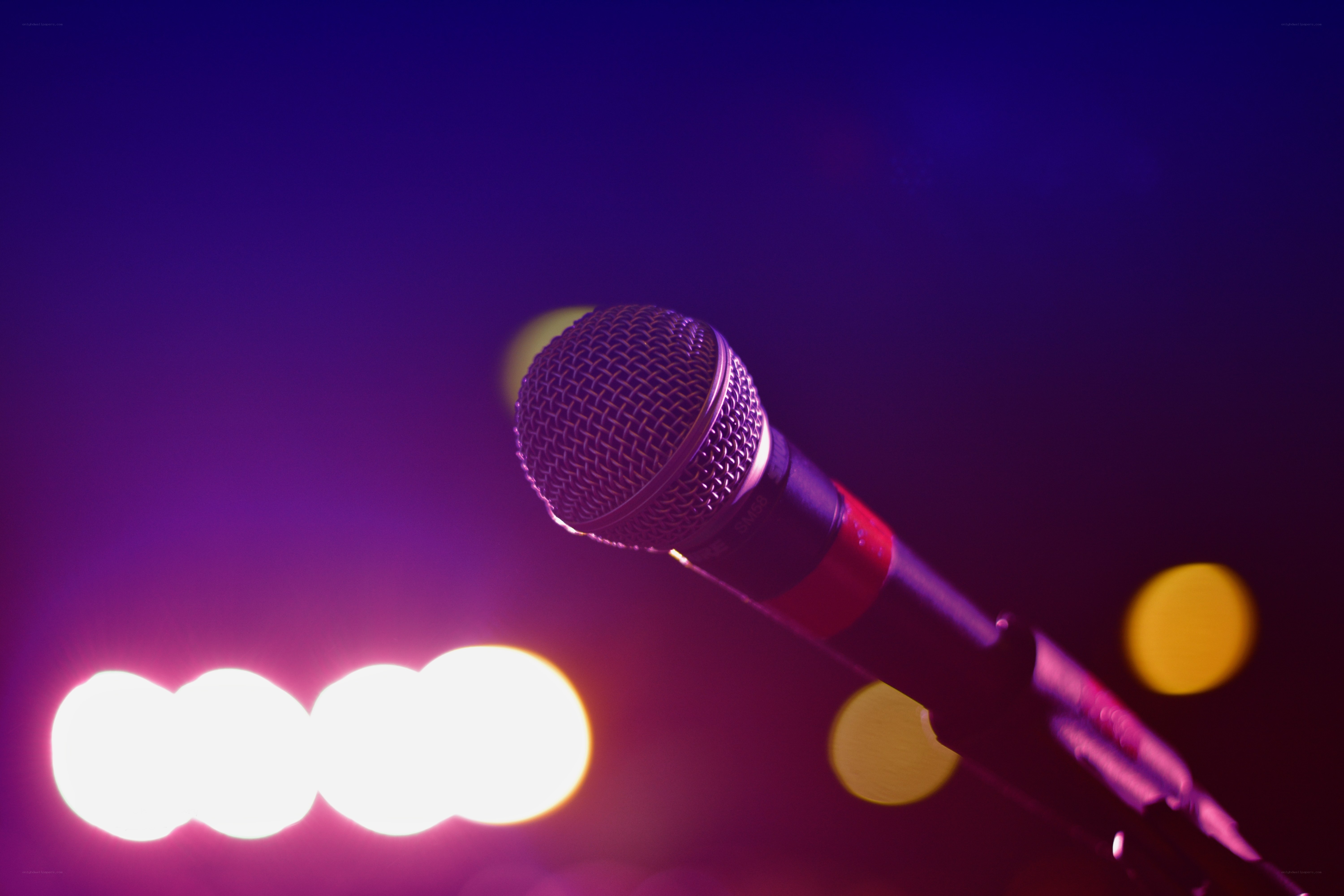 Microphone on stage with lights