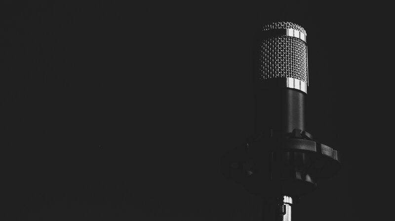 Microphone on Stand — Black, Dramatic