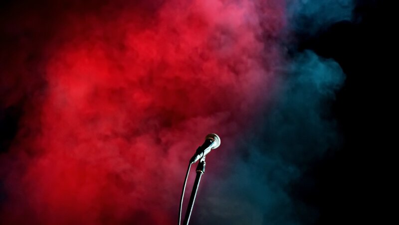 Microphone on Stand — Red