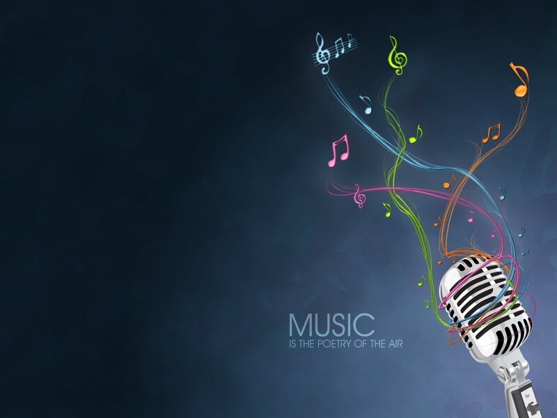 Microphone with Musical Notes — Blue, Creative