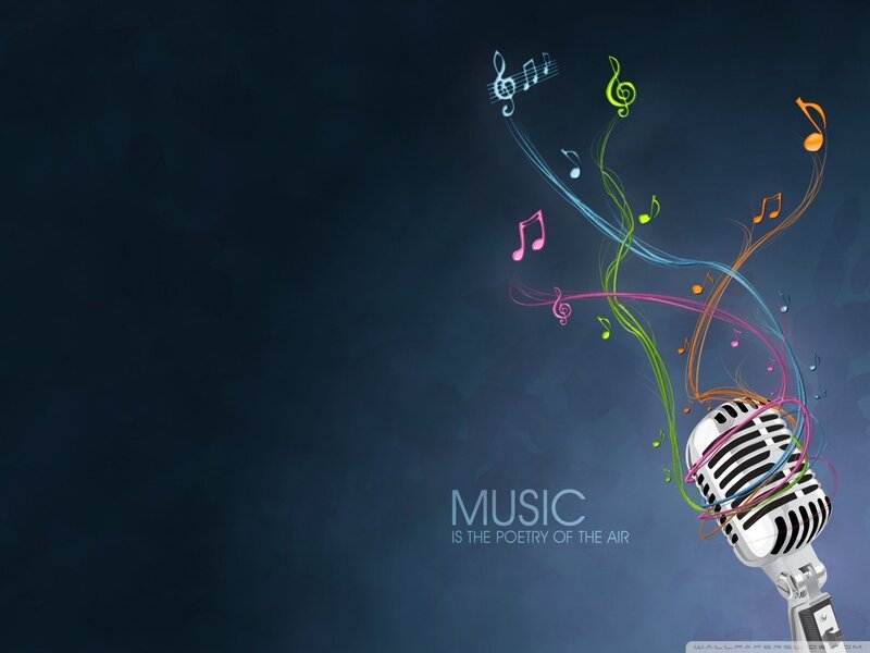 Microphone with Musical Notes — Blue