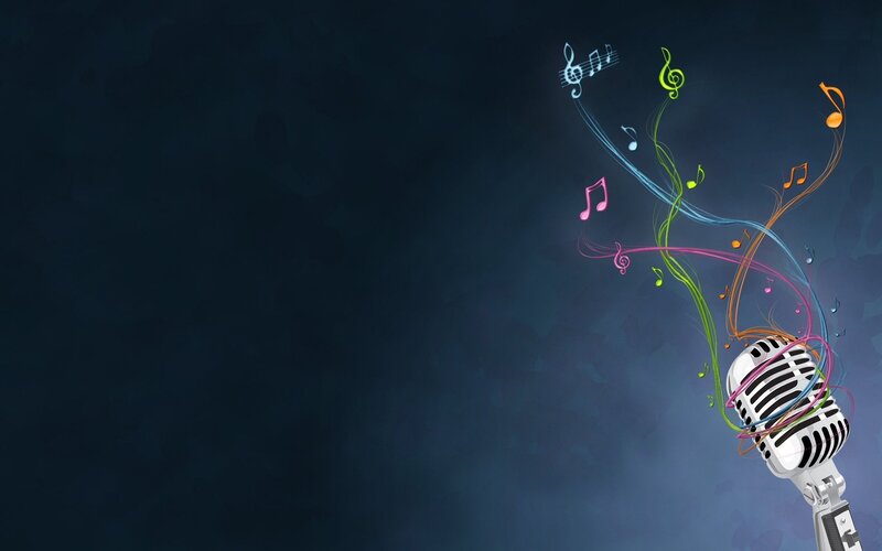 microphone with musical notes