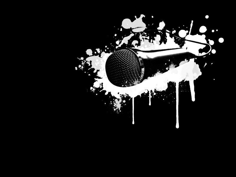 microphone with paint splatter
