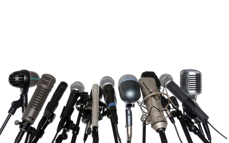 microphones at press conference