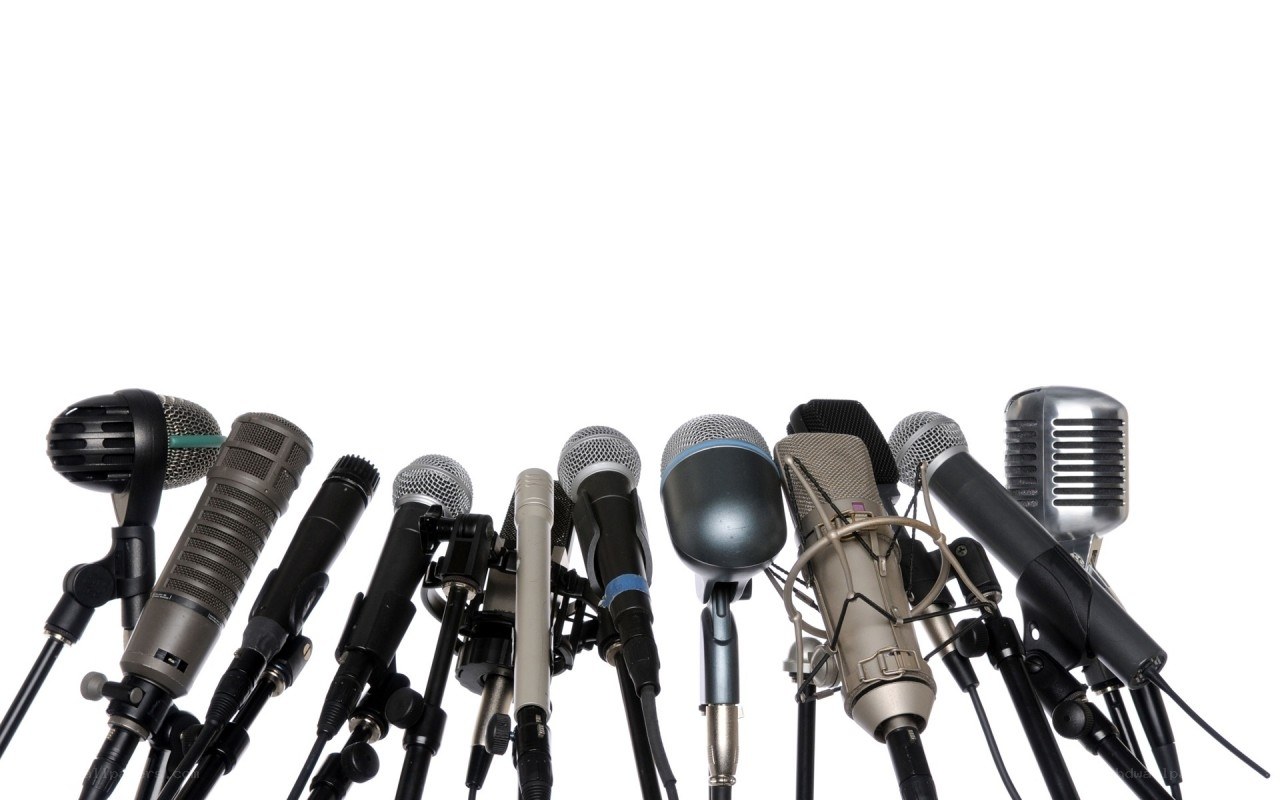 microphones at press conference