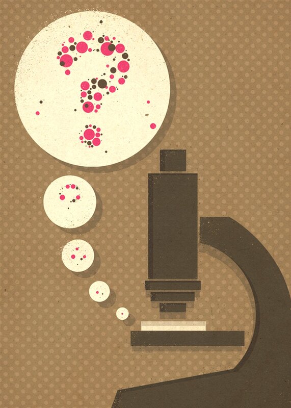 microscope and question marks