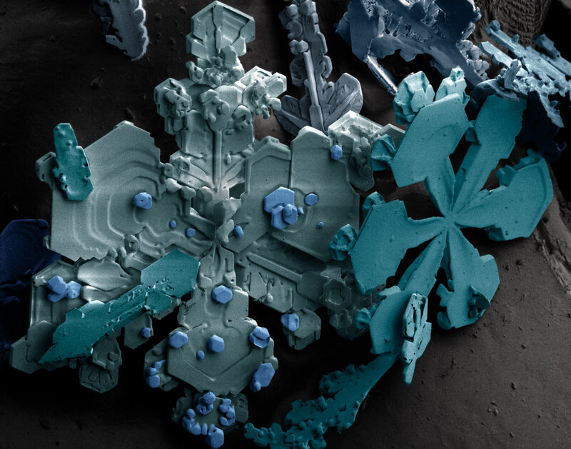 microscopic snowflake crystals