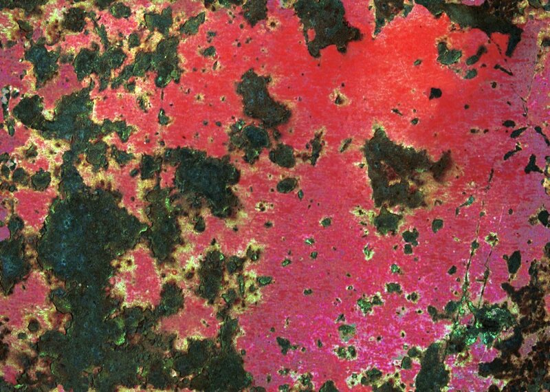 microscopic view of corroded metal