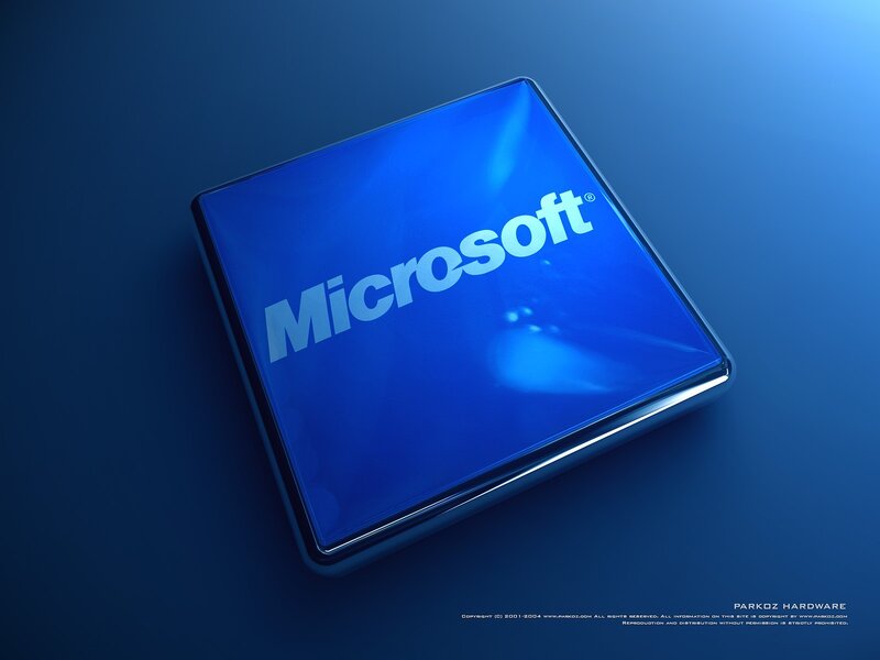 Microsoft logo on blue cube