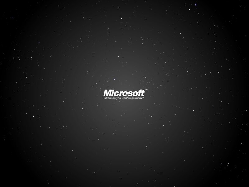 Microsoft logo on starry background