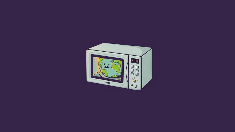 Microwave with Sad Earth