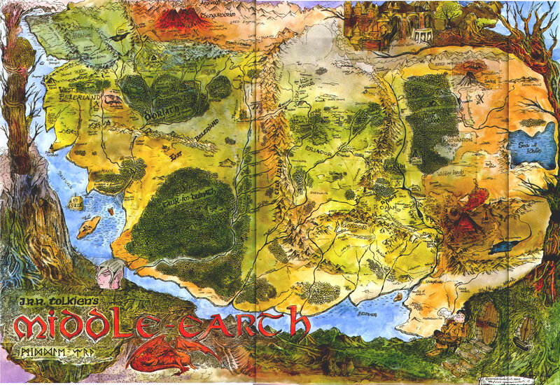 Middle-earth map from Tolkien's works