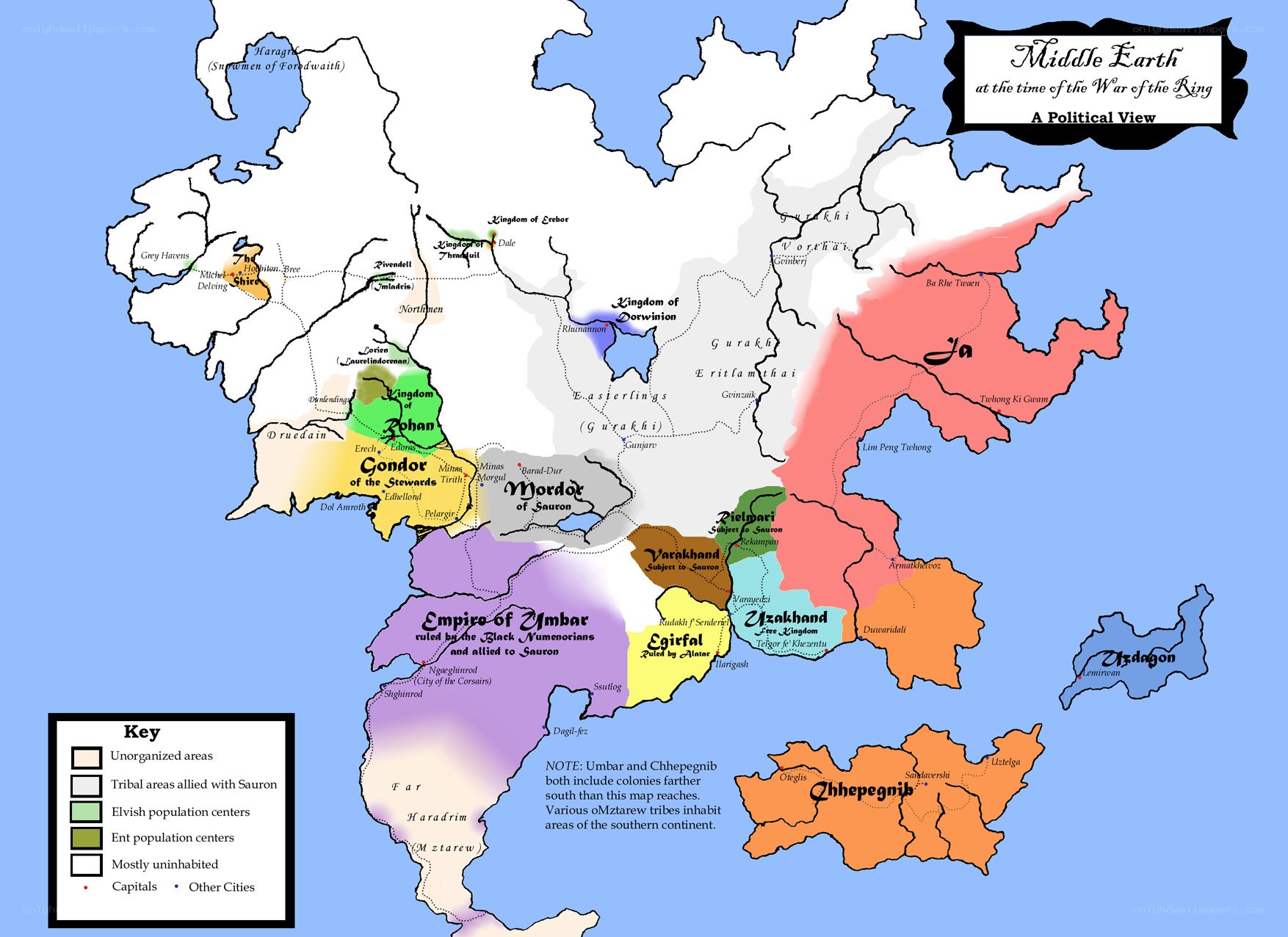 Middle-earth political map