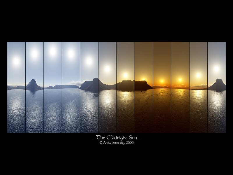 Midnight Sun over Water — Blue, Serene