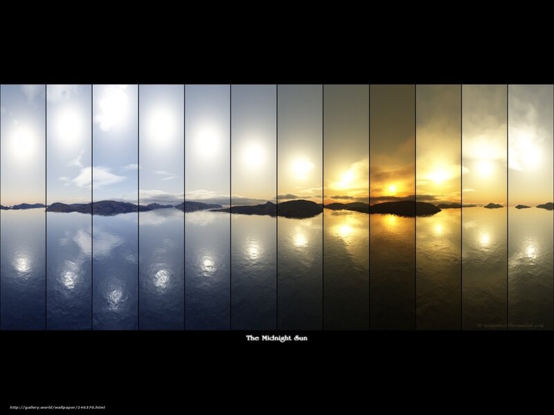 Midnight Sun over Water — Blue