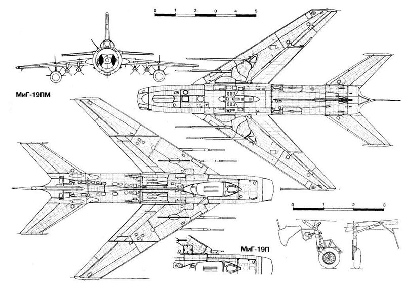 MiG-19PM and MiG-19P aircraft diagrams