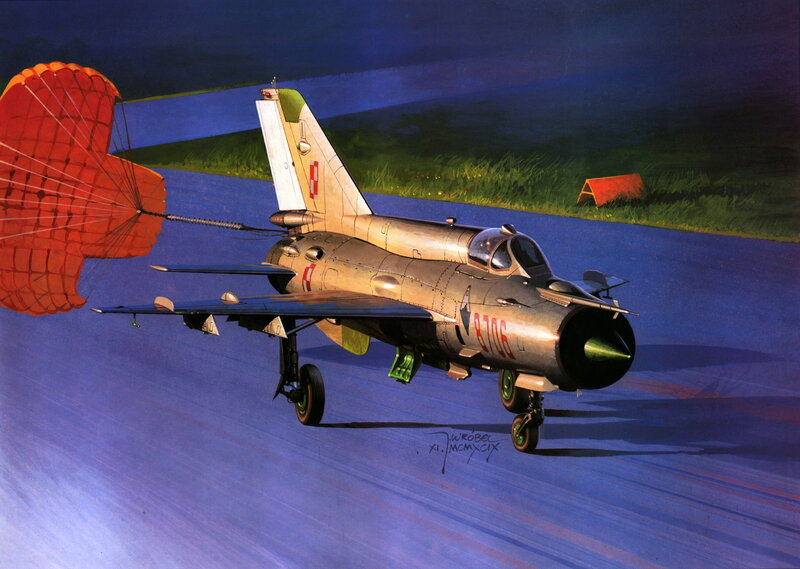 Mig-21 Fighter Jet — Blue, Dramatic