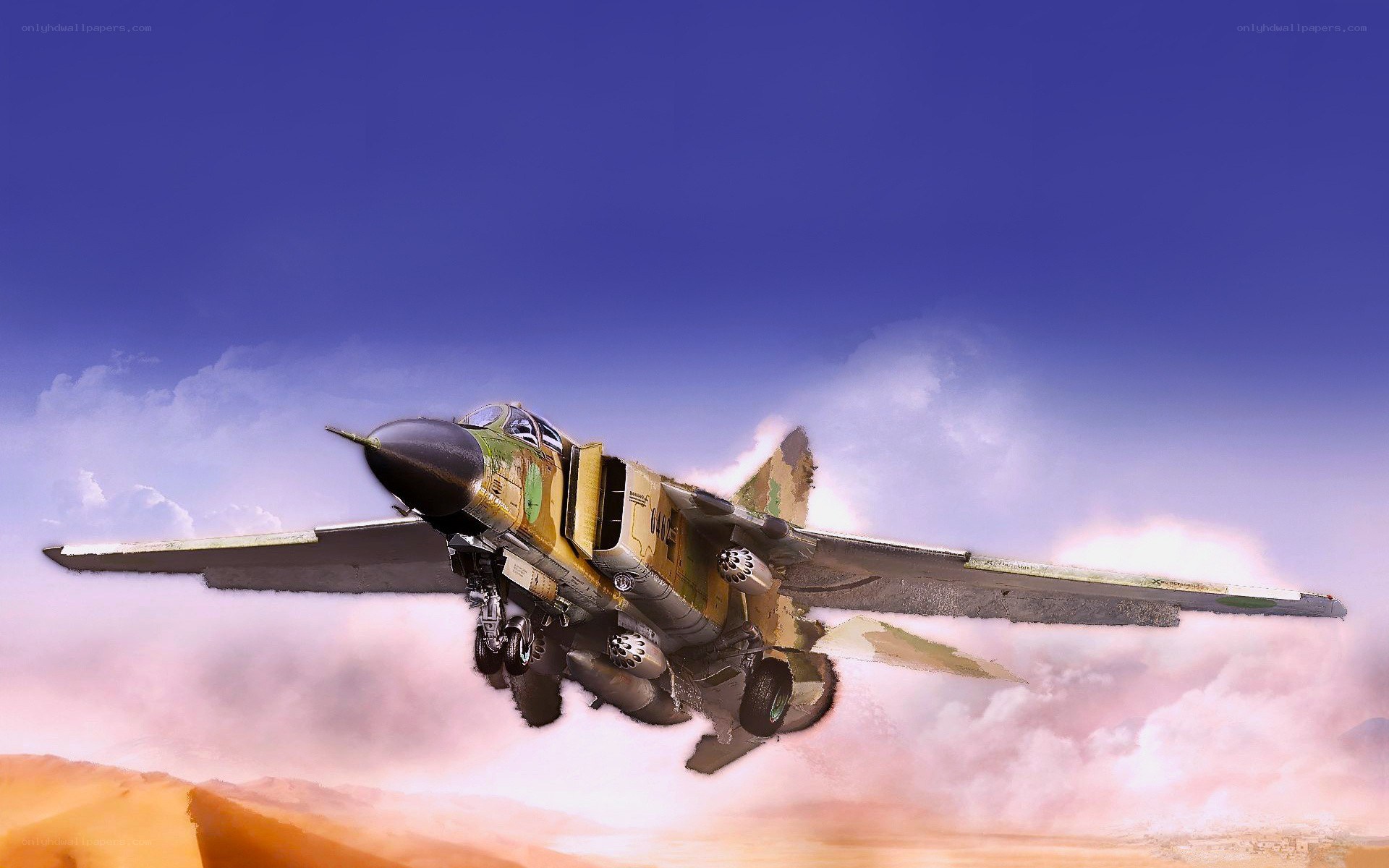 mig-23 fighter jet in flight