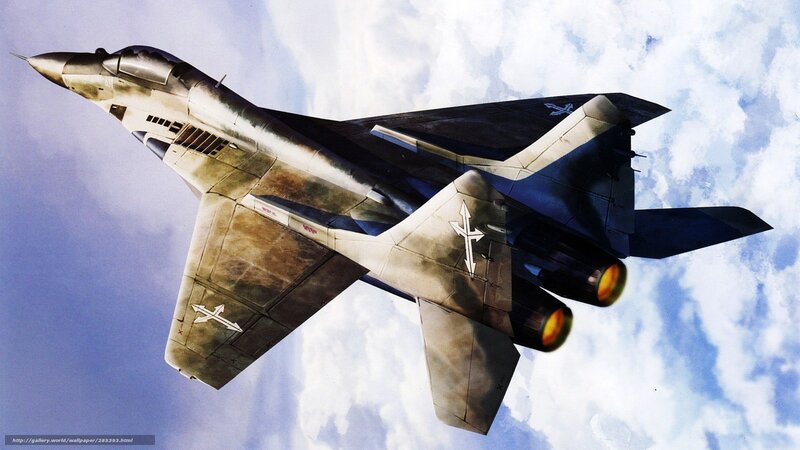 Mig-29 Fighter Jet — Blue, Dramatic, Digital Art