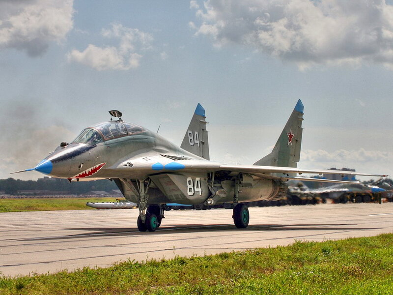 MiG-29 Fighter Jet — Gray, Dramatic, Afternoon, Photograph, Aircraft