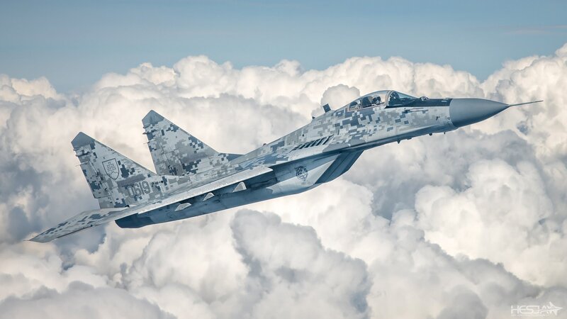Mig-29 Fighter Jet — Gray, Dramatic, Afternoon, Photograph, Clouds, Sky