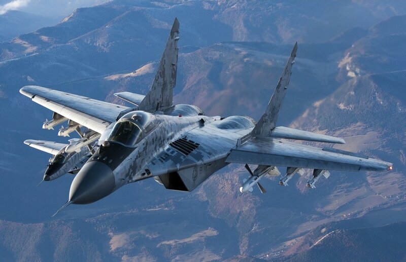 MiG-29 Fighter Jet — Gray, Dramatic, Afternoon