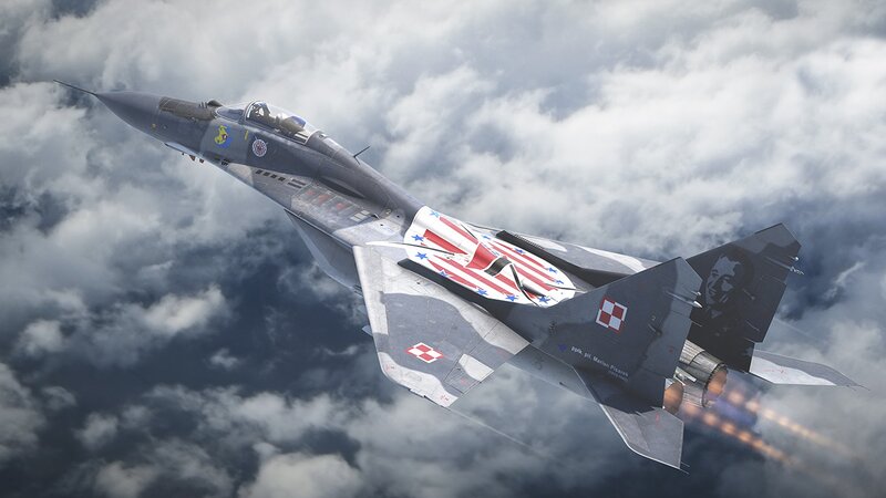 Mig-29 Fighter Jet — Gray, Dramatic, Digital Art
