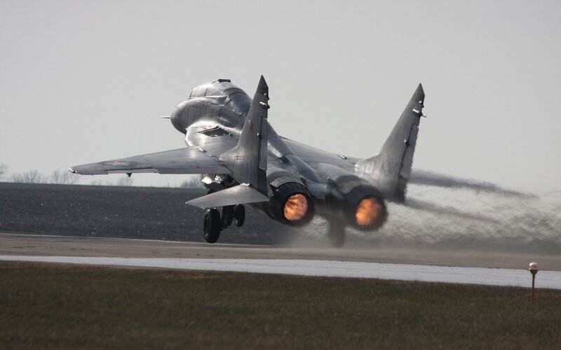 Mig-29 Fighter Jet — Gray, Dramatic, Morning, Photograph