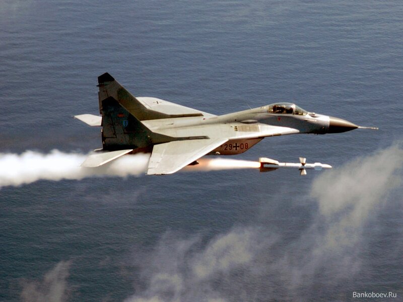 MiG-29 Fighter Jet — Gray, Dramatic, Photograph, Missile