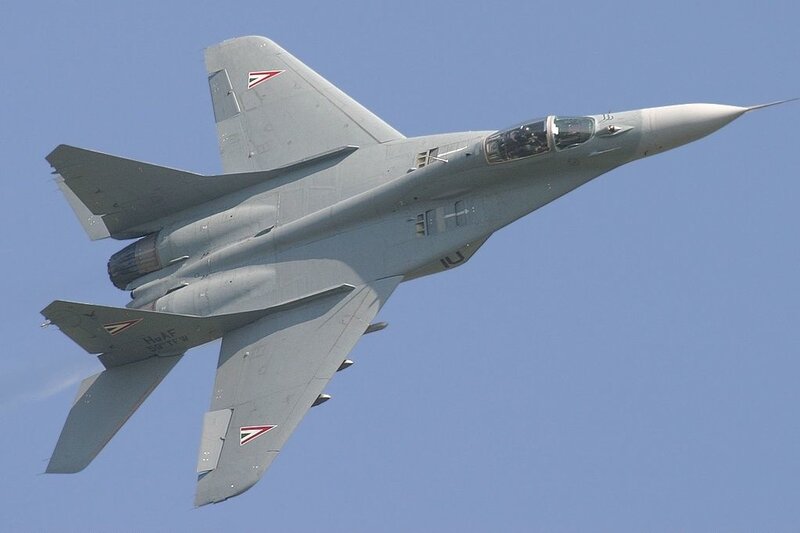 Mig-29 Fighter Jet — Gray, Dynamic, Afternoon