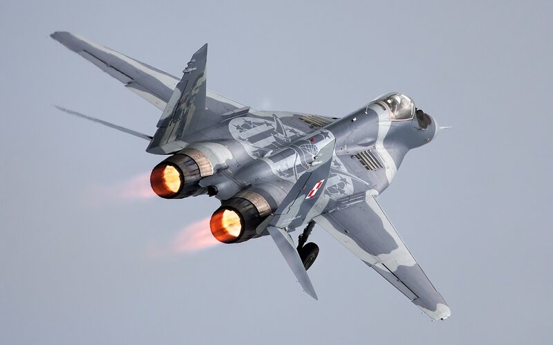 MiG-29 Fighter Jet — Gray, Dynamic, Photograph, Jet Engines