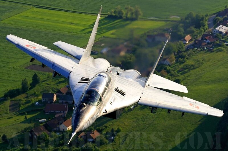 MiG-29 Fighter Jet — Green, Dynamic, Afternoon, Photograph