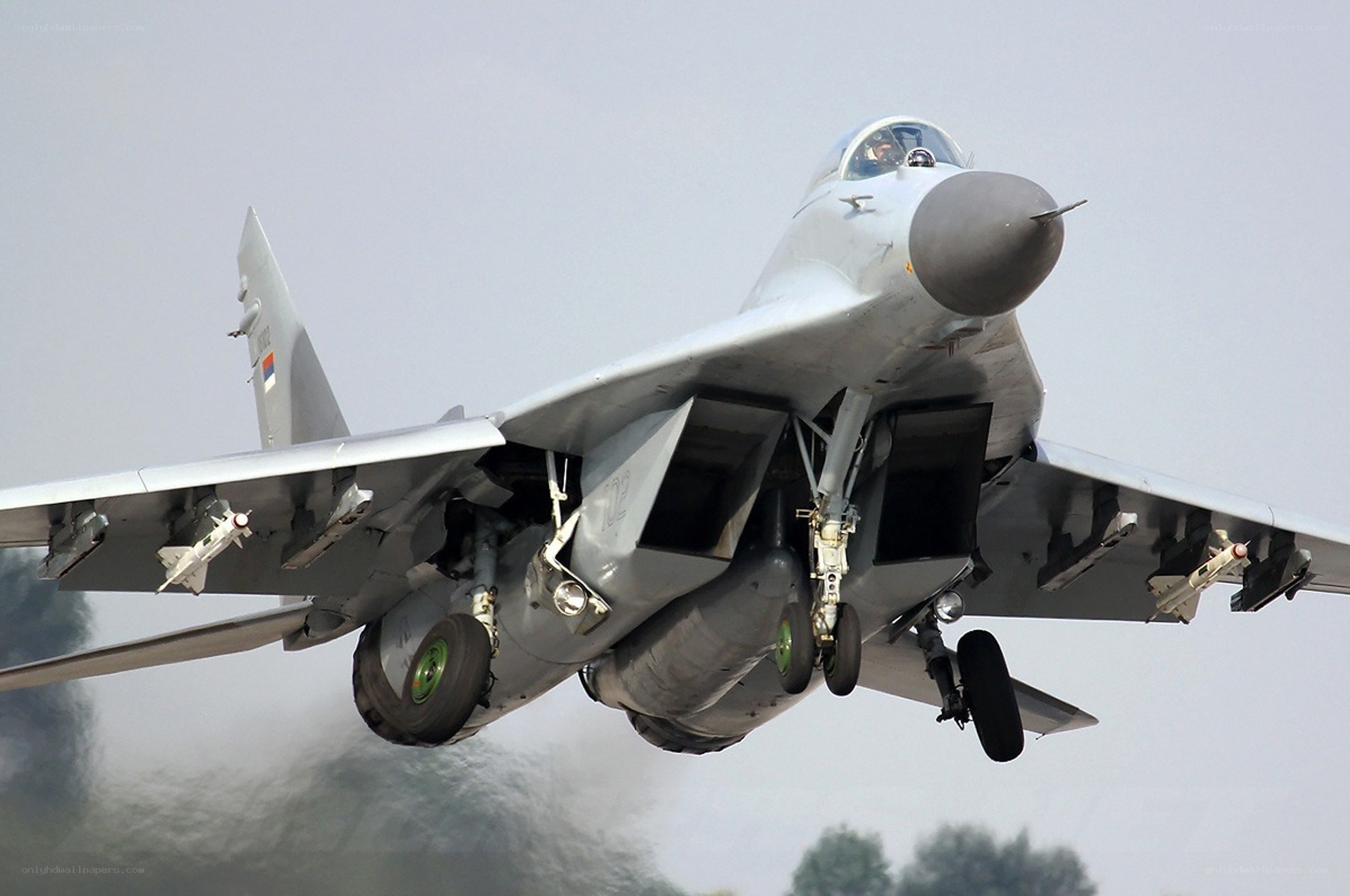 MiG-29 fighter jet in flight