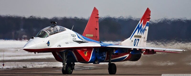 MiG-29 Fighter Jet — White, Dramatic